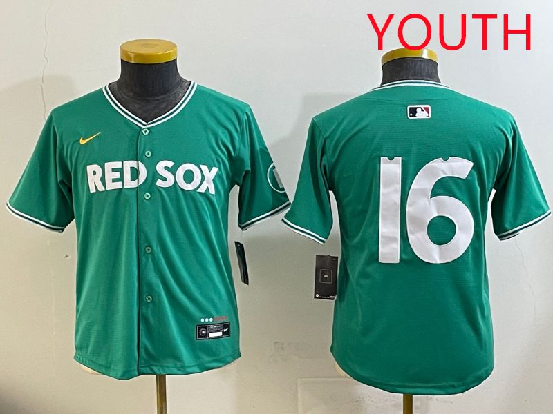 Youth Boston Red Sox #16 No Name Green Joint Name Nike 2025 MLB Jersey style 3